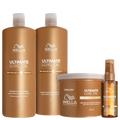 Wella Professionals Ultimate Luxe Oil Salon Full Shampoo 1L + Condicionador 1L + Máscara 500ml + Oleo 100ml