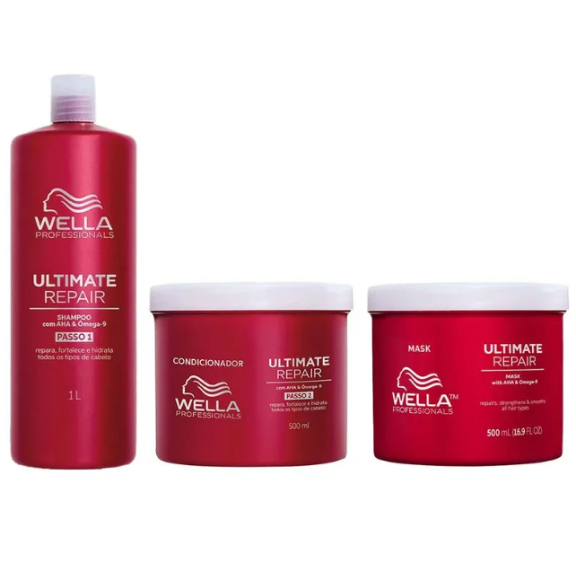 Wella Professionals Ultimate Repair Shampoo 1L + Condicionador 1L + Máscara 500ml