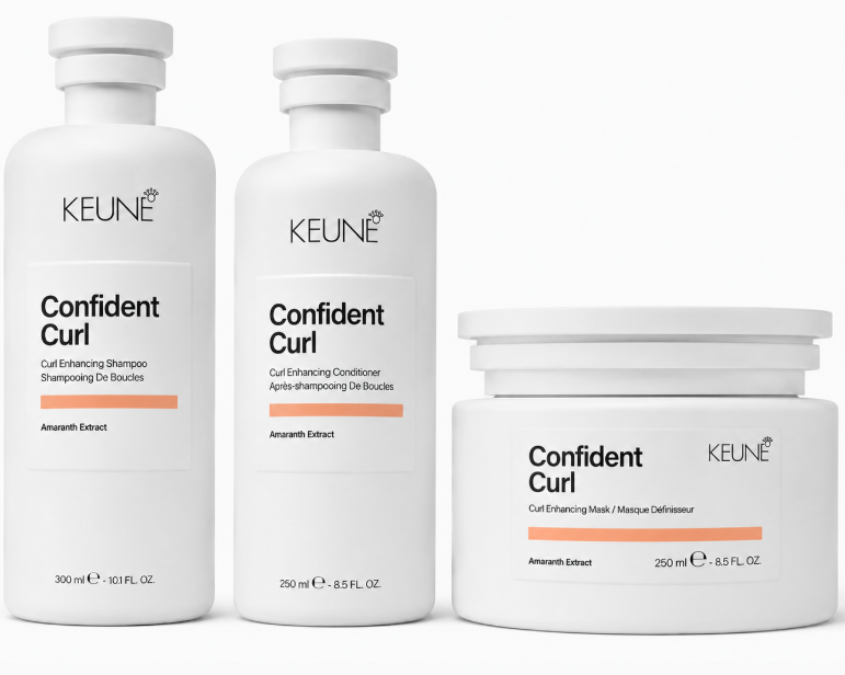 Keune Confident Curl Tratamento Trio Shampoo 300ml + Condicionador 250ml + Máscara 250ml