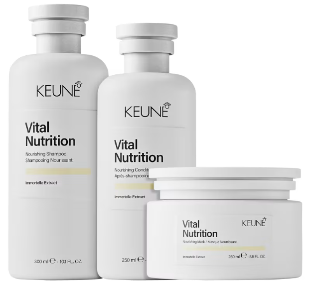 Keune Vital Nutrition Trio Shampoo 300ml + Condicionador 250ml + Máscara 250ml